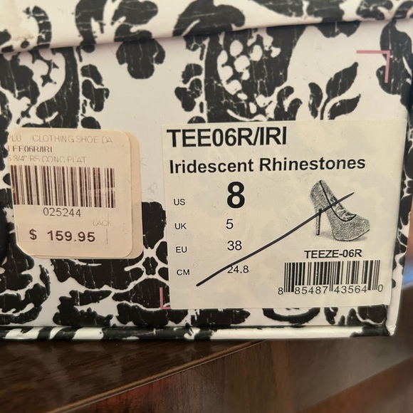 Iridescent Rhinestone Stacked Heels - Picture 7 of 8